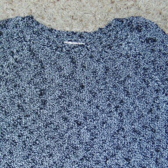 Womens Crochet Sweater Large Black White Marled Knit Long Sleeve Jr. Girls - Picture 2 of 4